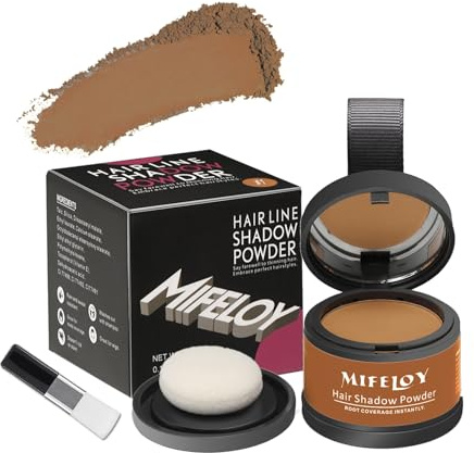 MIFELOY Root Touch Up Powder, Cover Up Hair Color for Grays, Root Coverage, Men Roots Concealer for Beard Line Eyebrow, Women Instantly Shadow Powder for Thinning Grey Hairline, Light Brown