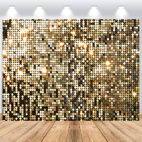 ASDCXZ Gold Background 3x2.5 m, Golden Glitter Sequin Dream Photo Wall, Vinyl Photo Box Background for Birthday, Wedding, Graduation, Ball, Party, Portrait Photo Studios