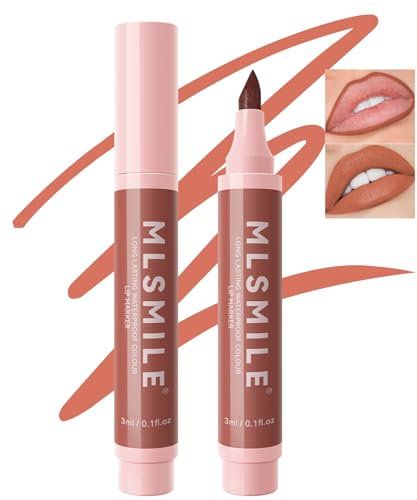 Erinde Rotulador Mate Resistente al Agua, Delineador de Labios de Larga Duración Altamente Pigmentado, Lápiz Labial Suave Permanente y Natural Max #02