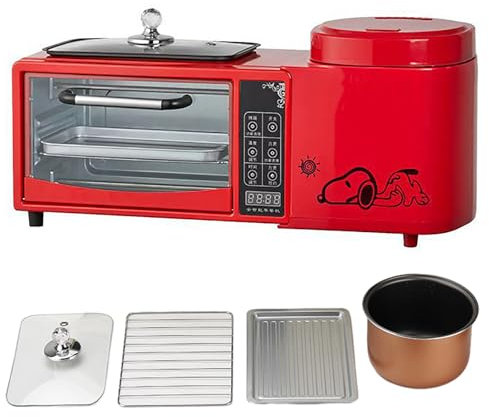 Máquina De Desayuno Multifunción 4 En 1 Horno De 2 Capas De 8 L Más Vaporera Eléctrica De 1 L Más Sartén Eléctrica, Control De Temperatura Independiente De 2 Capas, Diseño De Pantalla Táctil