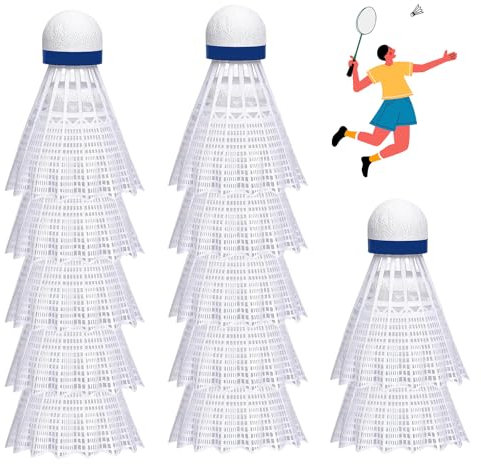 WACH AUF 12 Stück Federbälle Nylon Badminton Bälle Langlebige Federball Premium Shuttlecock Badmintonbälle mit hoher Stabilität für Outdoor Indoor Anfänger Training Übung Wettkampf Sport