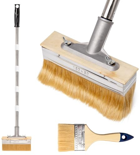 7'' Decking Paint Brush 2M Long Handle, Deck Stain Applicator for Wooden Floor, Fence Wall Furniture, Deck Coatings, with 3 Paint Brush