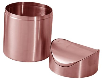 Alipis Eleganter Mülleimer Aus Edelstahl in Roségold Kleiner Abfalleimer Für Den Schreibtisch Vielseitig Verwendbarer Für Make-up-pinsel Kompakter Papierkorb Für Den Außenbereich