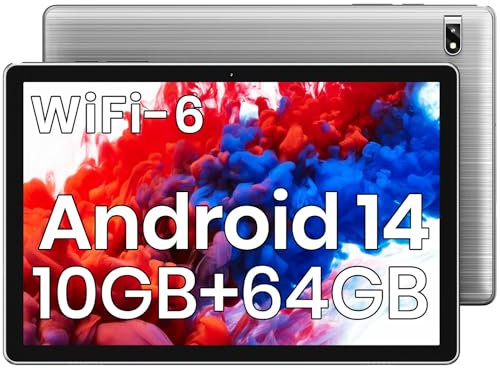 Tablet: Android Tablet - 2025 Android 14 Tablet Neueste 10,1 Zoll Tablets10GB + 64 GB +1TB Erweiterung,Widevine L1, 2.4G + 5G Wi-Fi 6, 2MP + 8MP, Bluetooth5.0, 1280 * 800 FHD IPS-Grau