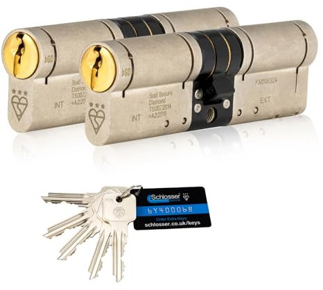 3 Star Kitemarked Keyed Alike Euro Cylinder Lock 30EX/30 (60mm) in Dual Finish, British Standard TS007 Anti-Snap Barrel Lock.