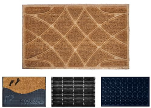SERDECO DECORACION Felpudo Coco Natural Exclusivos Premium Interior y Exterior (Plain Press Lines, 45 x 75 cm)