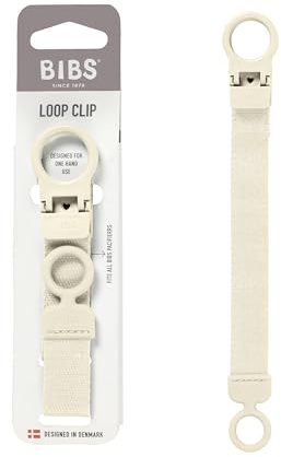 Clip para chupete BIBS Loop: elegante, operación segura con una mano, se adapta a todos los BIBS y a la mayoría de las marcas, lavable a máquina, a partir de 0 años. - Ivory