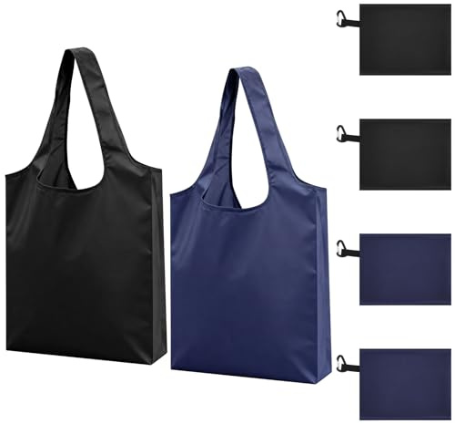 heedpeiur 4 PCS Foldable Shopping Bags, Large Capacity Reusable Shopping Bag, Waterproof Tote Shopping Bag Grocery Shopping Cloth Bags, Washable Lightweight Shopper Bag for Daily Grocery