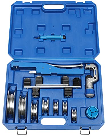 Dobladora de tubo multicapa manual, dobladora de tubo de cobre hasta 90°, dobladoras de tubos de trinquete 7 matrices herramienta doblado 6 a 22mm 1/4-7/8, para tubos de cobre aluminio y acero con