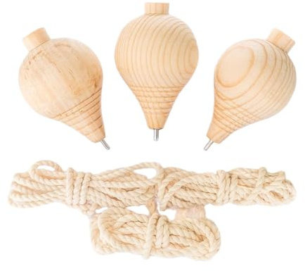 Folpus 3 Trompos de Madera, Juguetes de Giroscopio, Peonzas de Madera Sin Pintar con Punta para