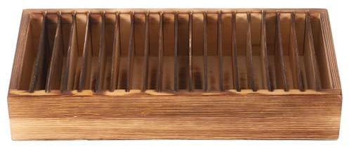 WOONEKY Organisateur de Cartes de Visite Bois avec Diviseurs Amovibles Boîte de Rangement Compacte Multifonction pour Bureau pour Cartes de Visite Fichiers pour Usage Professionnel et