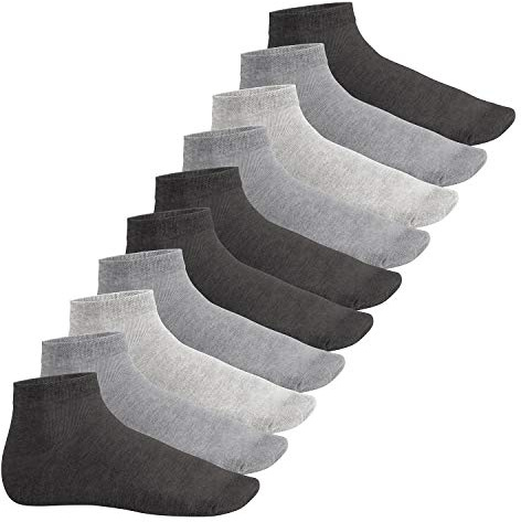Footstar Herren & Damen Kurzschaft Socken (10 Paar) - Sneak it! - Classic Grey 43-46