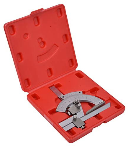 Medidor de ángulo de transportador universal, acero al carbono de 0~320 ° 0.2 Buscador de ángulo de bisel a vernier de precisión, herramienta de maquinista de regla de galga de medición de ángulo aj
