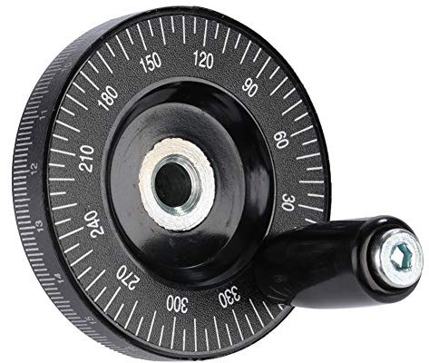 Fafeicy Rueda de mano de baquelita, rueda de mano con mango de fresado sólido, escalas dobles internas y externas, diámetro interior 8 mm y diámetro exterior 63 mm