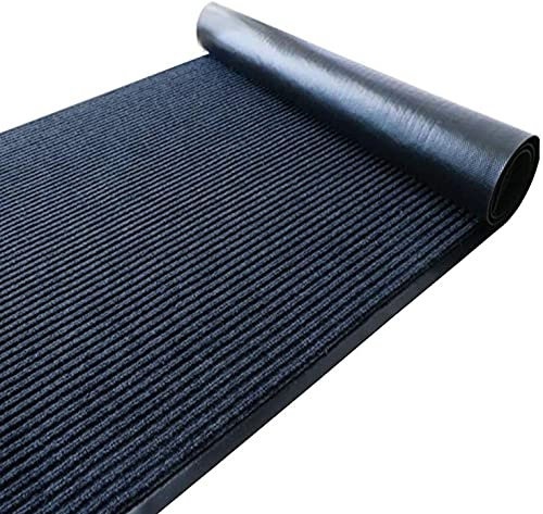 uyoyous 90x300cm Teppich Läufer Flur Fußmatte Schmutzläufer mit Rutschfester Rücken Schmutzfangmatte Teppichläufer für Räumen, Korridoren, Eingangsbereichen - （Grau, Rechteck）