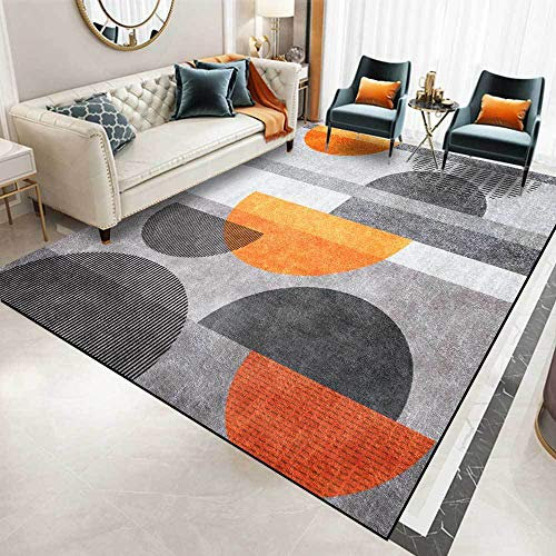UYWEGRFK Moderne Wohnzimmer Teppich Designer Teppich Mode einfache grau-orange Geometrie für Wohnzimmer Schlafzimmer Küchenstuhl Matte Kinderzimmer 200x300CM (79'' x 118'')