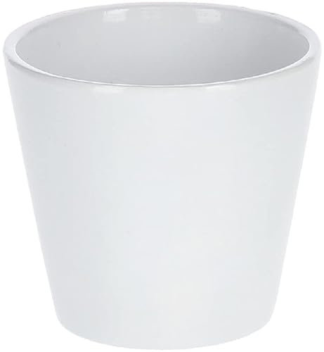 KOTARBAU® Macetero de Cerámica Esmaltada, 9 cm, para Interiores, Tiesto Decorativo para Plantas, Blanco, Diseño Clásico, Liso, para Flores, Pequeño