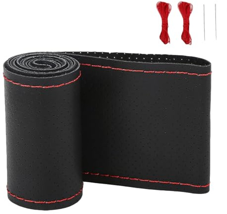 ZATOOTO Coprivolante in Pelle, 44-46cm Volante in pizzo Coprivolante Cucito a Mano per Camion, Traspirante e Antiscivolo, 18 in / 45 cm (Rosso)