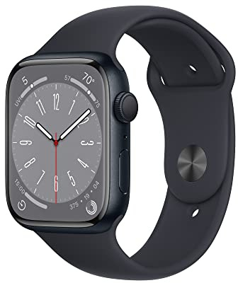 Apple Watch Series 8 [GPS, 45mm] - Midnight Aluminum Case with Midnight Sport Band, M/L (Renewed)