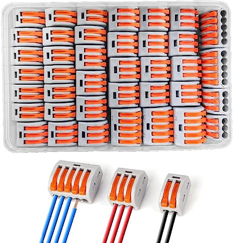 40 Stück Kabelverbinder, Elektrische Anschlussblöcke, 4mm² Leiter Klemme mit Betätigungshebel, Bilateral können frei kombiniert Werden Federdruckhebel für Feste Flexible Kabel