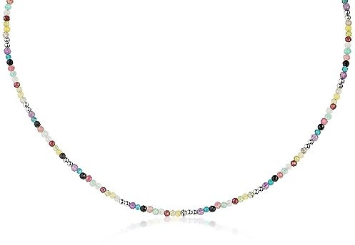 MATERIA by Matthias Wagner Edelstein Choker Kette Silber 925 Perlen bunt für Damen CO-40