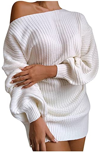 Générique Robe Pull Femme Hiver Chic Sexy Robe En Tricot Pour Femme Robe Pull Sexy Couleur Unie Pull En Tricot Avec Fermeture Éclair Robe Sexy Couleur Unie Tunique Moulante Automne Hiver