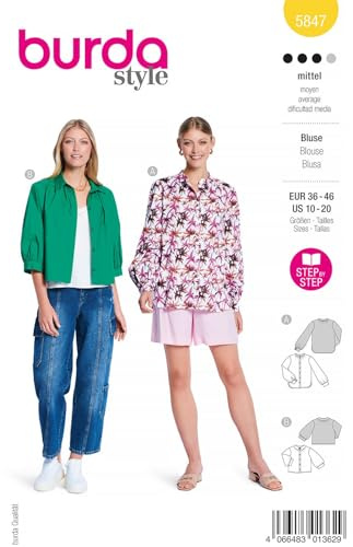 burda Papier-Schnitt Klassische Damen-Blusen #5847 Gr.36-46