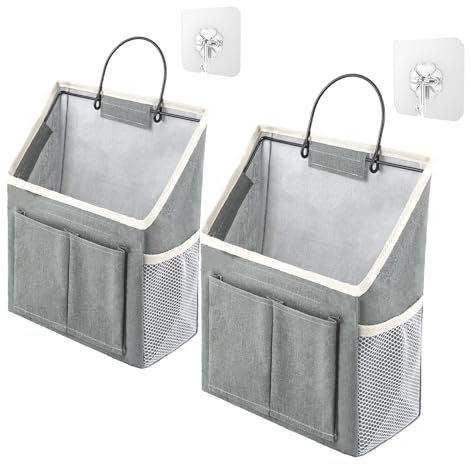 Kweiugfi 2 Stück Hängende Aufbewahrung Organisatoren,Wasserfeste Hängeorganizer，Faltbarer Hänge Organizer mit Metallrahmen,Wandorganizer Hängend mit Taschen für Küche, Bad,Schlafzimmer,Büro,Wohnwagen