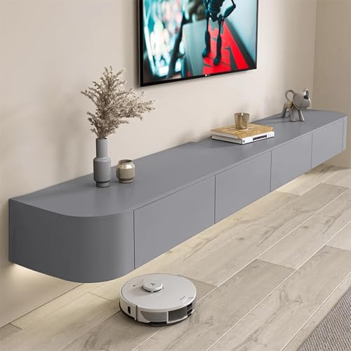 Coubird Floating tv unit wall mounted，grey tv stand cabinet Modern entertainment decoration TV control center, storage TV cabinet suitable for living room, bedroom, office (grey, 140cm/55.1in)