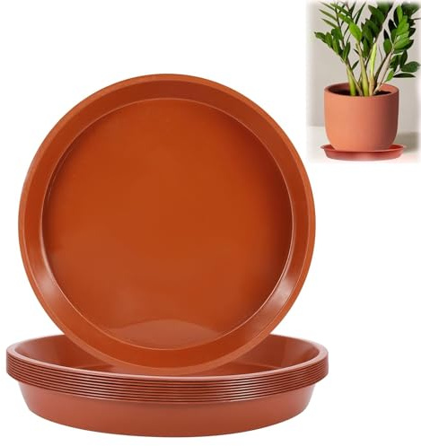 Docache 10 Pezzi 24 cm sottovaso Rotondo, sottovaso in plastica, sottovaso per Piante, sottovaso in plastica per Piante da Interno ed Esterno, Rosso