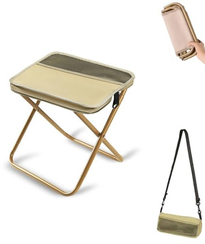 Générique Tabouret de Sac à Dos Pliable, Mini Tabouret de Camping avec Sac de Transport, chaises Pliantes, Charge jusqu'à 120 kg, idéal pour la pêche, Les Voyages et Les Pique-niques (A, S)