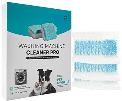 Waschmaschinenreiniger Tabs 24 Stück für Haustierbesitzer,extra stark gegen Geruch & Kalk - Waschmaschinen Reiniger mit Formel für Tiefenreinigung - Waschmaschine Hygiene Reinigung (1, A)