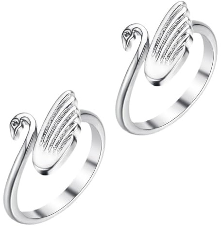 SUPVOX Anelli per Maglieria Regolabili a Forma di Cigno, Set da 2 Pezzi, Anello Guida Filo per Uncinetto e Cucito, Accessori Creativi per Lavoro a Maglia e Artigianato