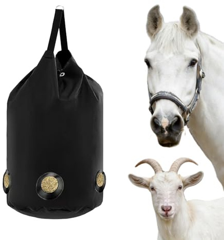 Bolsa de heno para alimentación lenta - Gran capacidad de almacenamiento y almacenamiento - Bolsas de heno con gran apertura para alimentación | Para caja de pastoreo y rancho