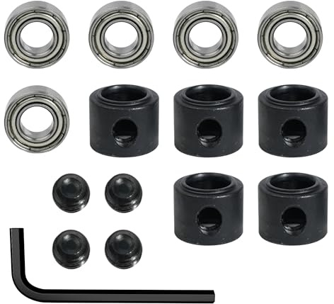 RowGlow 5 stycken jordgubbslager 6,35 x 12,7 mm med skruv och verktyg, kullager för grovfräsar, för svarvar, motorer, fräsmaskiner (6,35 x 12,7 mm, 5 st)