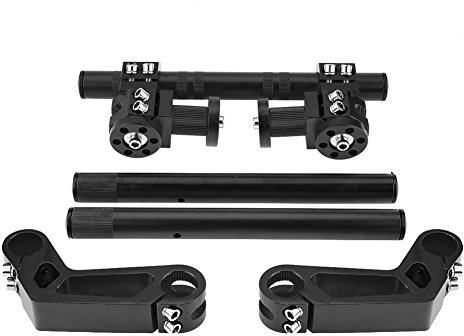 Qiilu 7/8 pouce/ 22mm Guidon de Moto Réglable Système de Guidon de Direction de la Moto CNC pour 125cc Pit Bike Dirt Bike (Noir)