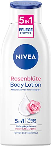 NIVEA Rosenblüte Body Lotion, Lotion mit Rosenblüten-Duft, sinnlich pflegende Körpercreme mit 5in1 Pflege Formel und Arganöl natürlichen Ursprungs