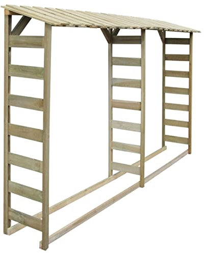 Homgoday Feuerholz-Lagerschuppen Brennholzlager Kaminholzunterstand Kaminholzregal Brennholz-Unterstand Brennholzregal Kaminholzschrank Holzunterstand 300×44×176 cm
