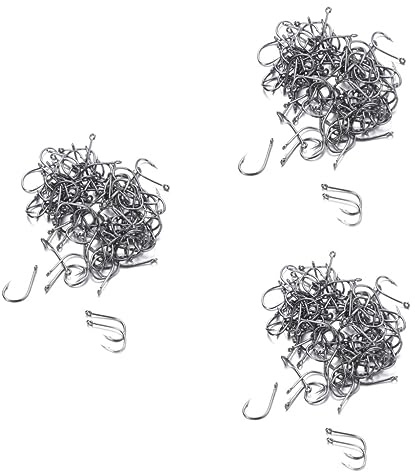 Kisangel 300 Pcs Fishing Tackle Set High Carbon Steel Treble Hooks Perforated for Bass Pike Herring Saltwater Freshwater Great for Anglers