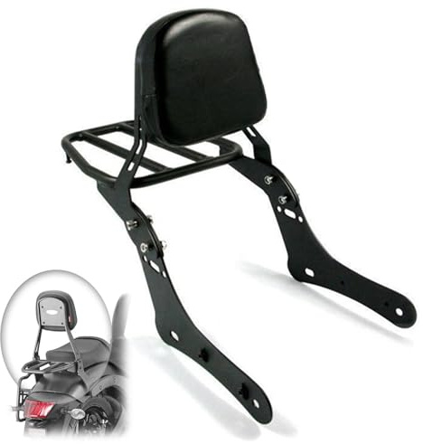 Motorcycle Backrest Sissy Bar with Rear Luggage Rack Compatible with Kawasaki Vulcan S 650 VN650 Top Box Holder Support Bracket Metal Extended Seat Shelf Cargo Carrier Rear Passenger Backrest