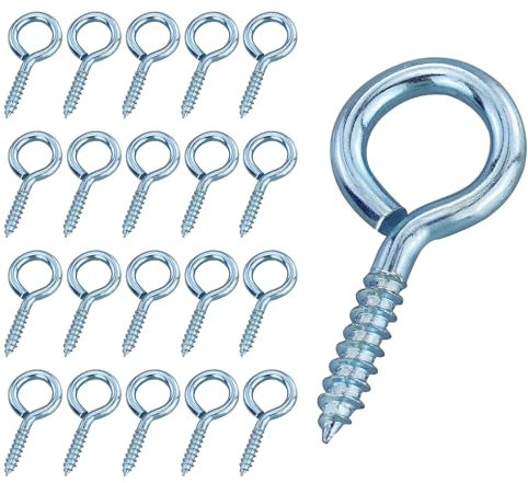 20 Pièces Vis à Oeillet 30mm, Vis à Bague Auto - Taraudeuse, Oeillets Ronds, Vis à Crochet en Métal, Pour le Bois, La Fixation de Fils, la Décoration Intérieure et Extérieure