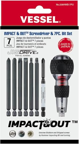 Tournevis Impact & Out avec 7 embouts et pochette