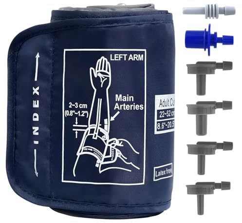 Extra Large Blood Pressure Cuff, 22-52CM Blood Pressure Monitors Cuff Adjustable XL Compatible with Other BP Monitors for Adult with Big Arms Women Men, 6 Connectors (BP Cuff Included Only)