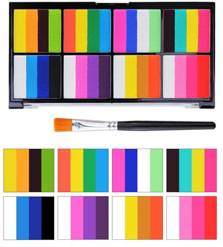 KARLOR Palette de peintures pour le visage, 32 couleurs avec pinceau, kit de peinture pour le corps, peinture du corps, peinture soluble dans l'eau, maquillage de théâtre, festival, Halloween
