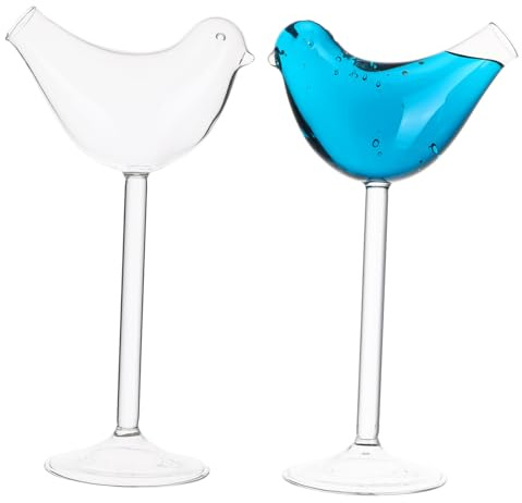 LALADEFIEE 2 pièces Verres à Cocktail Oiseau Lot de Décoratifs Transparents pour Bar Maison Fête et Restaurant