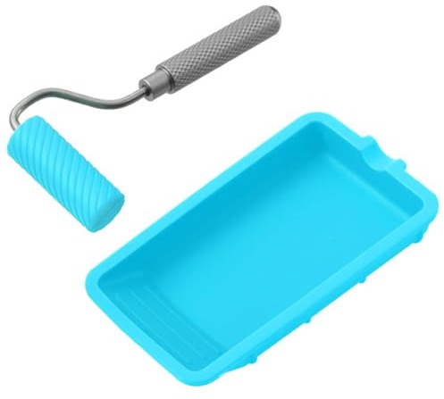 Ujjdwiurgh Rodillo de pegamento de silicona con bandeja de 48 mm x 20 mm, mango de rodillo para manualidades, carpintería, proyectos de pegamento