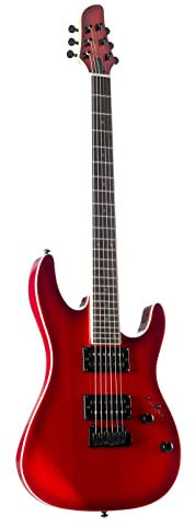 J&D 805 TRB Transparent Red Burst E-Gitarre mit High Output Humbuckern und Modern Vintage Tremolo