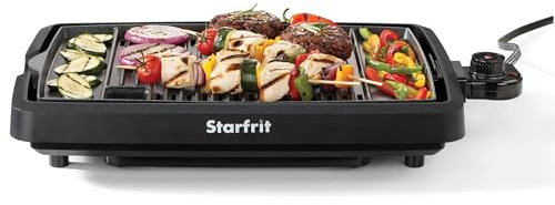 Starfrit The Rock Indoor Smokeless Electric BBQ Grill - Non-Stick 10 x 16 Cooking Surface - Adjustable Temperature