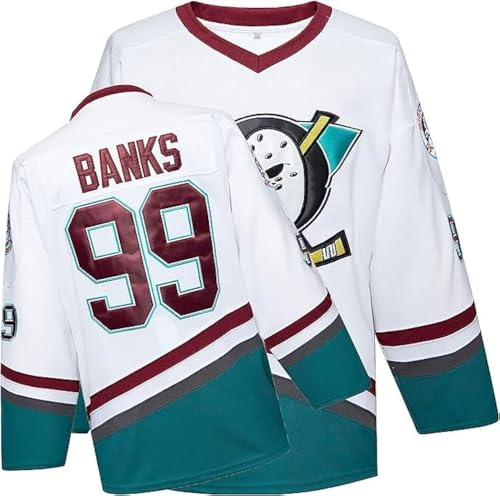 Mighty Ducks - Camiseta de Hockey sobre Hielo de la película S-XXXL Charlie Conway #96 Adam Banks #99, Ropa de Hip Hop de los años 90 para Fiestas, 99#Blanco, Medium