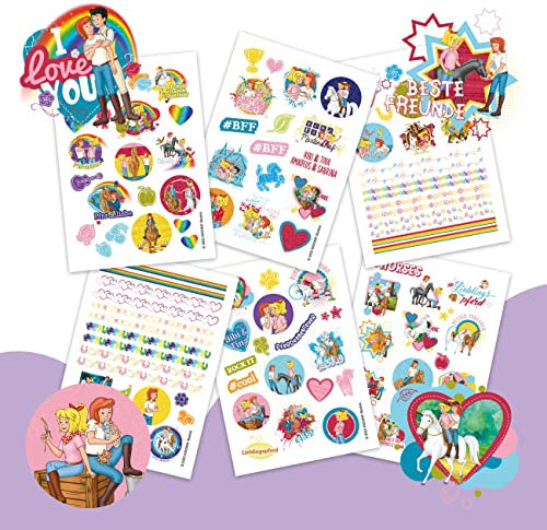 Papierdrachen 100 Metallic-Tattoos für Kinder - Hautfreundliche Kindertattoos Bibi & Tina Freundschaft - Glitzer Tattoo - Geburtstagsmitgebsel - Für Jungen und Mädchen - in Deutschland hergestellt